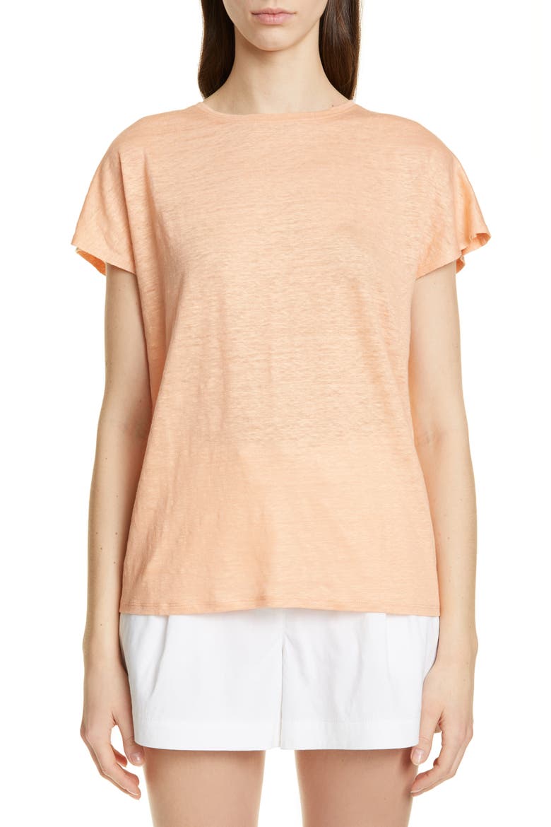 Linen Tee, Main, color, CORAL BISCUIT
