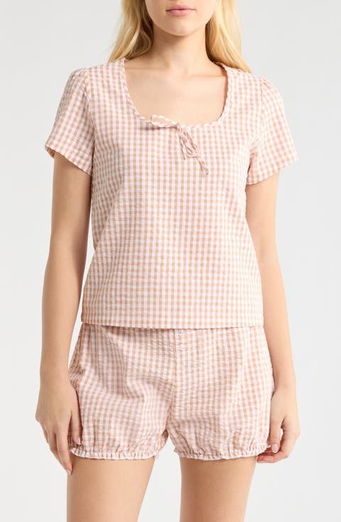 Gingham Seersucker Bloomer Short Pajamas