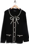 Adrianna Papell Faux Pearl Bow Cardigan