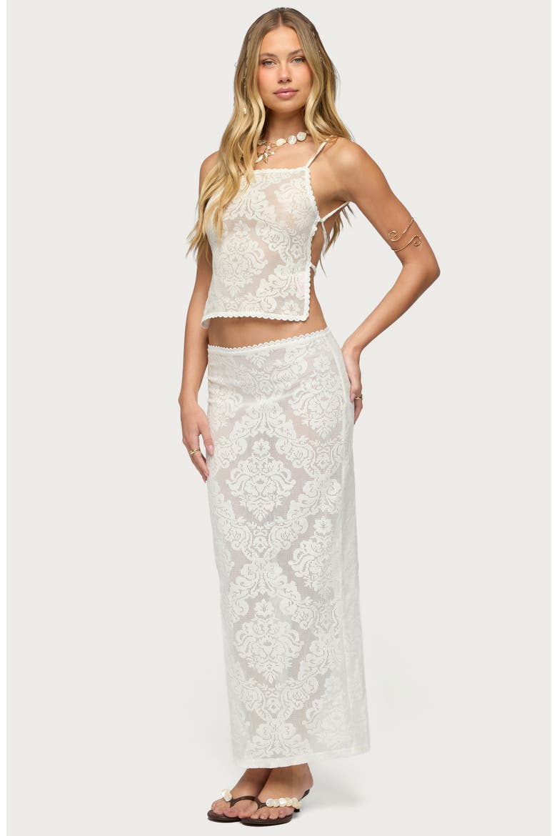 Violette Low Rise Sheer Lace Maxi Skirt, Alternate, color, CREAM
