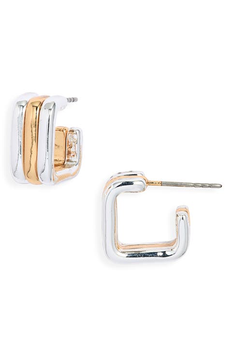 Ridged Square Hoop Earrings