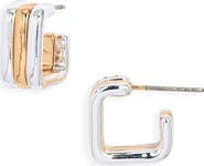 Open Edit Ridged Square Hoop Earrings