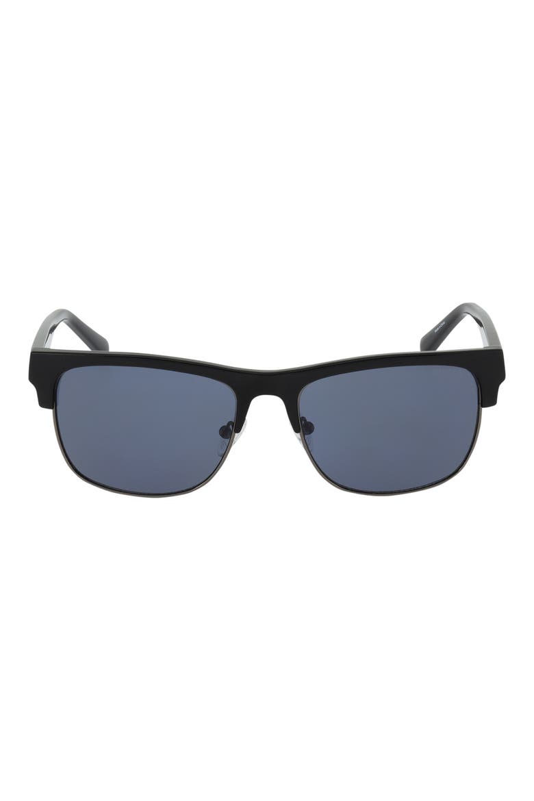 56mm Square Sunglasses, Main, color, SHINY BLACK / SMOKE