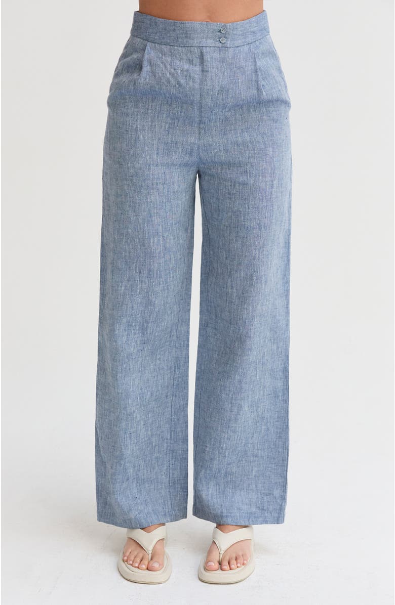 CRESCENT Linen Wide Leg Pants, Main, color, Blue