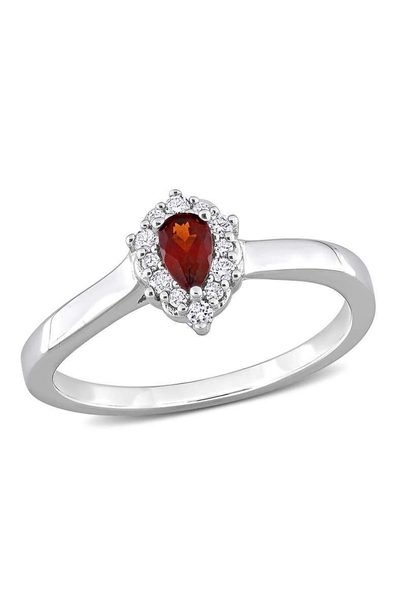 Julianna B. Garnet & Diamond Teardrop Halo Ring, Main, color, Garnet