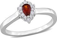 Julianna B. Garnet & Diamond Teardrop Halo Ring