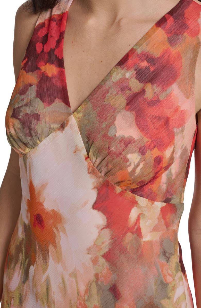 Calvin Klein Floral Sleeveless Chiffon Maxi Dress, Alternate, color, Tango Multi