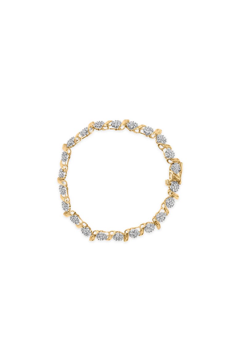 10K Yellow Gold 2.00 Cttw Round Cut Diamond 'S' Cluster Bracelet, Alternate, color, Yellow