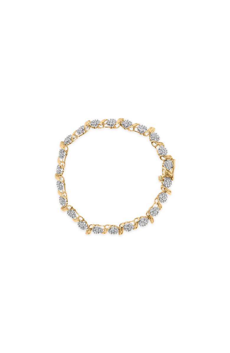 Haus of Brilliance 10K Yellow Gold 2.00 Cttw Round Cut Diamond 'S' Cluster Bracelet, Alternate, color, Yellow