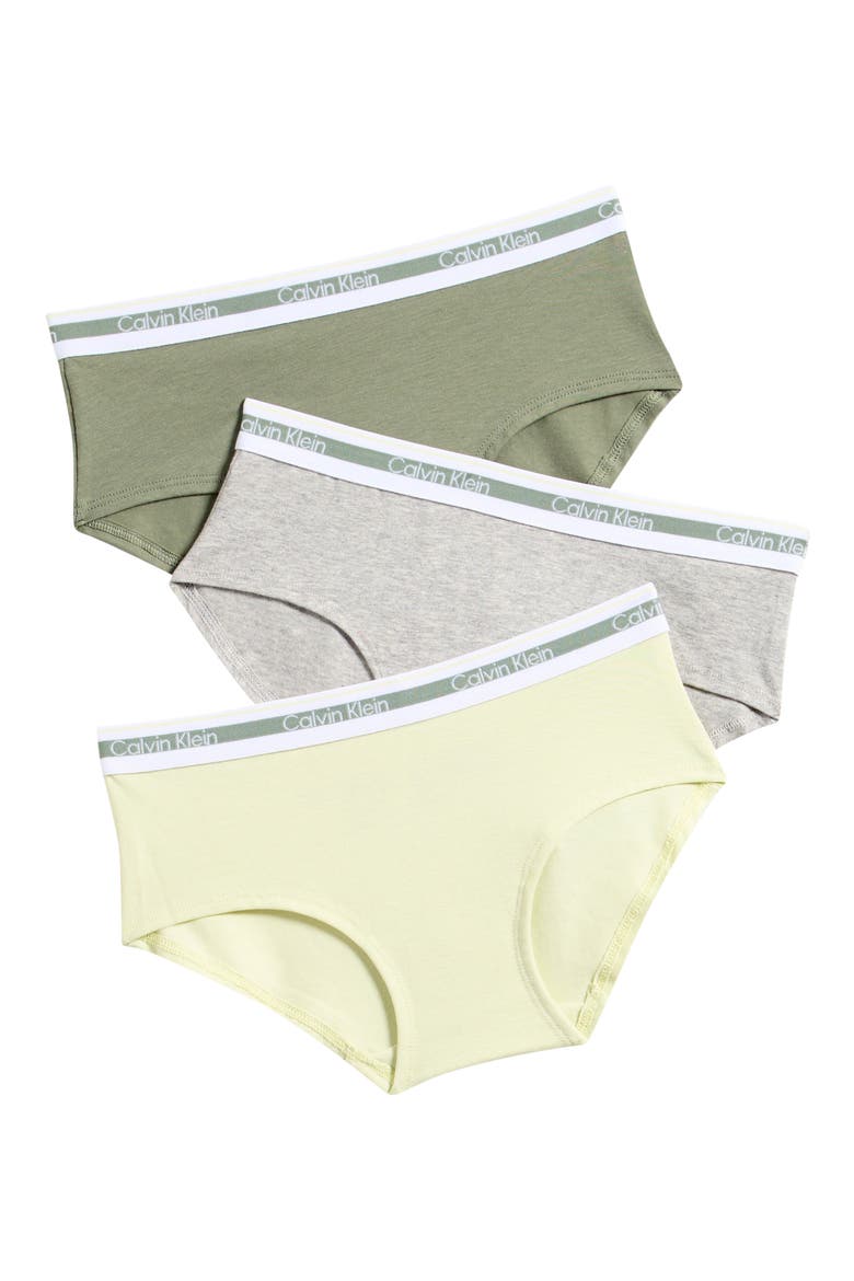 Kids' Assorted 3-Pack Varsity Stretch Cotton Hipster Briefs, Main, color, JADE/ YELLOW/ HEATHER GREY
