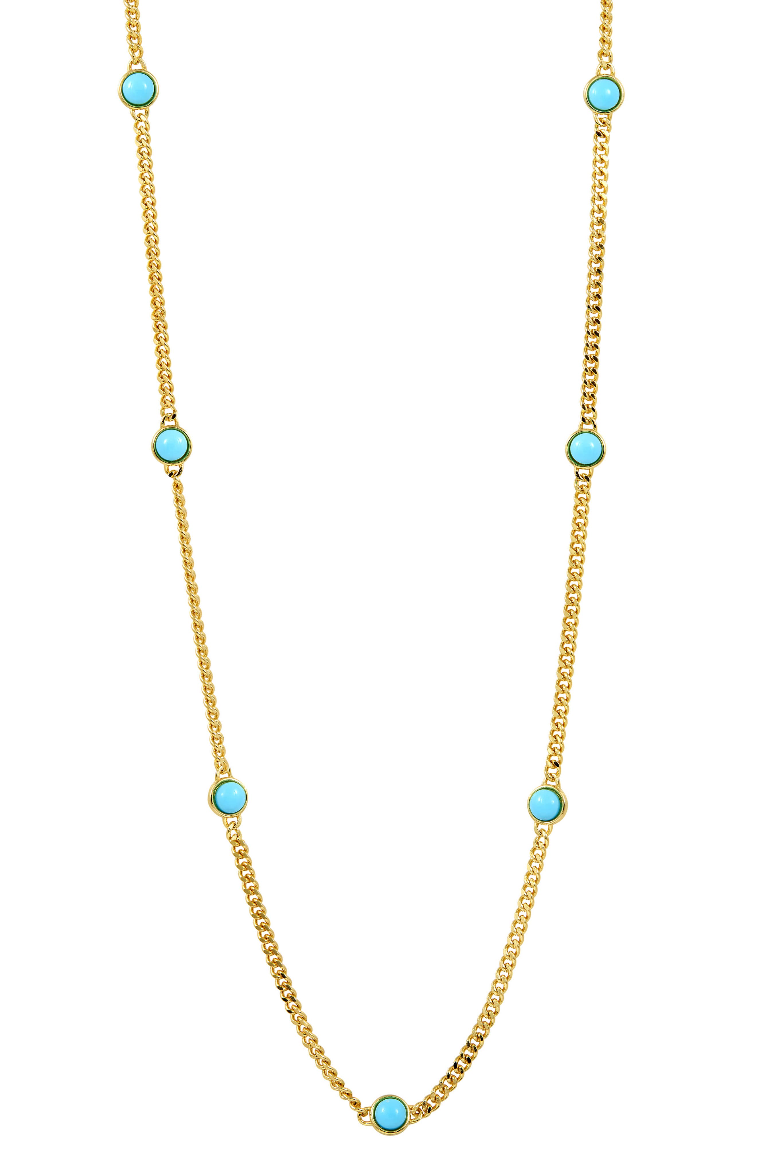 SAVVY CIE JEWELS Simulated Turquoise Station Chain Necklace