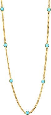 SAVVY CIE JEWELS Simulated Turquoise Station Chain Necklace