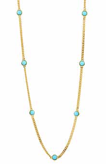 SAVVY CIE JEWELS Simulated Turquoise Station Chain Necklace