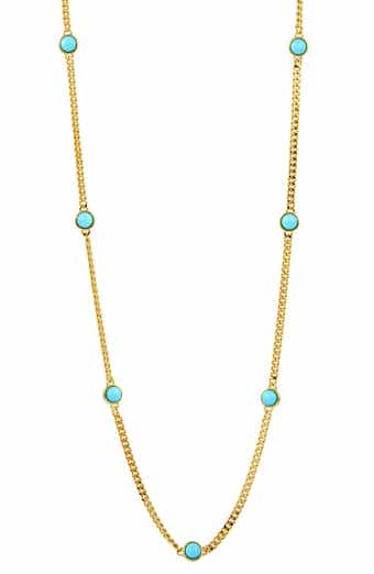 SAVVY CIE JEWELS Simulated Turquoise Station Chain Necklace