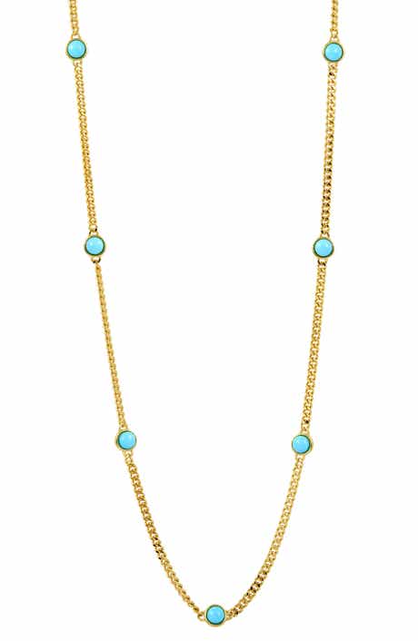 SAVVY CIE JEWELS Simulated Turquoise Station Chain Necklace