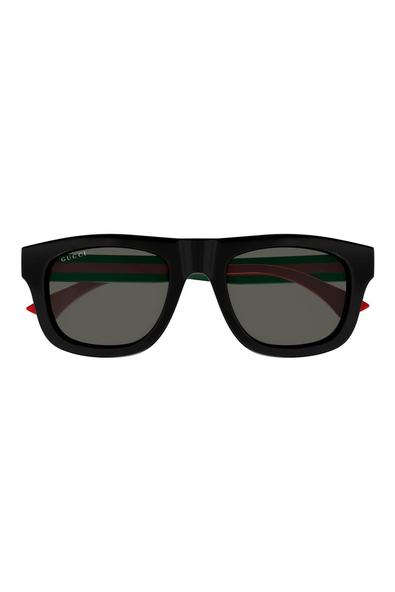 52mm Square Sunglasses, Main, color, BLACK