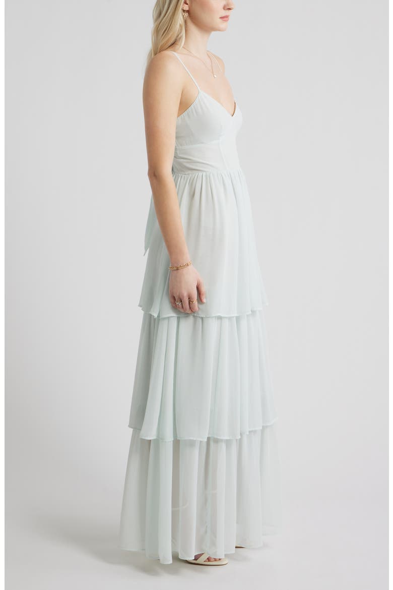 Tiered Chiffon Maxi Cocktail Dress, Alternate, color, GREEN CLOUD