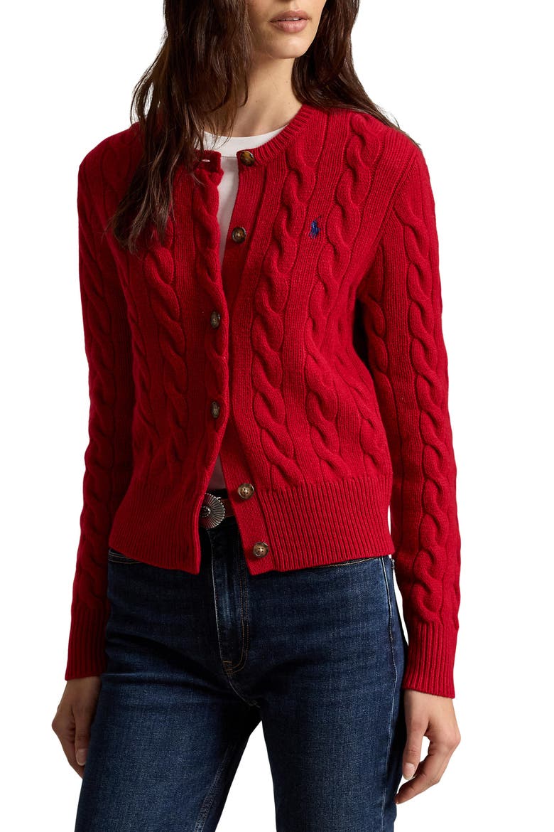 Wool & Cashmere Cable Stitch Cardigan, Main, color, UNVRSTY RD