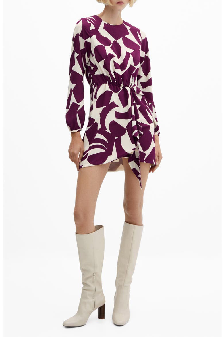 Murcia Print Long Sleeve Minidress, Main, color, DARK RED
