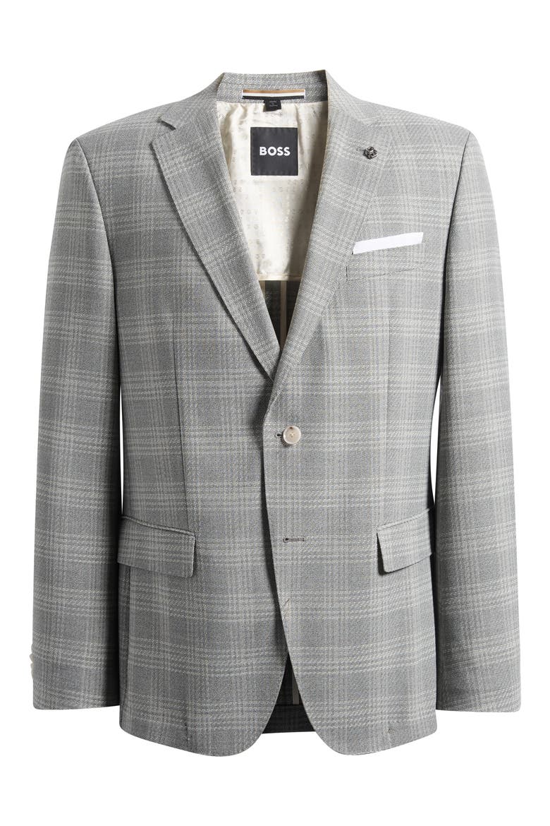 Hutson Slim Fit Grey Plaid Sport Coat, Alternate, color, OPEN GREY