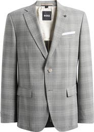 BOSS Hutson Slim Fit Grey Plaid Sport Coat