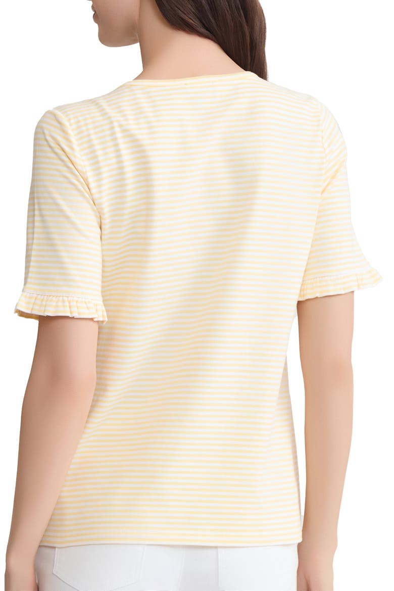 Ruffle Elbow Sleeve T-Shirt, Alternate, color, CORNSILK/NATURAL WHITE