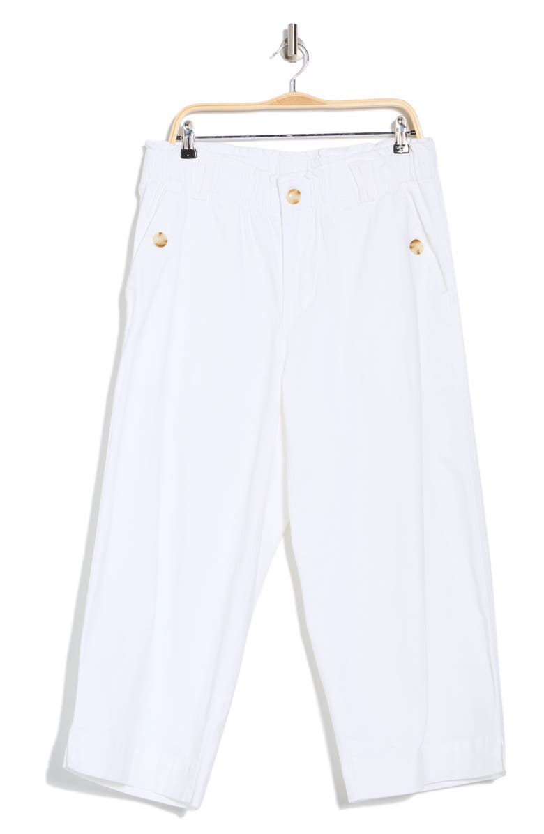 Democracy Button Pocket Crop Wide Leg Pants, Alternate, color, White