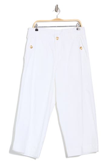 Democracy Button Pocket Crop Wide Leg Pants