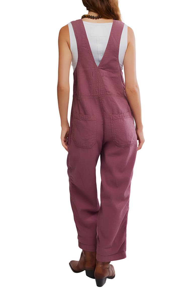 Jude Denim Overalls, Alternate, color, ROSE BROWN