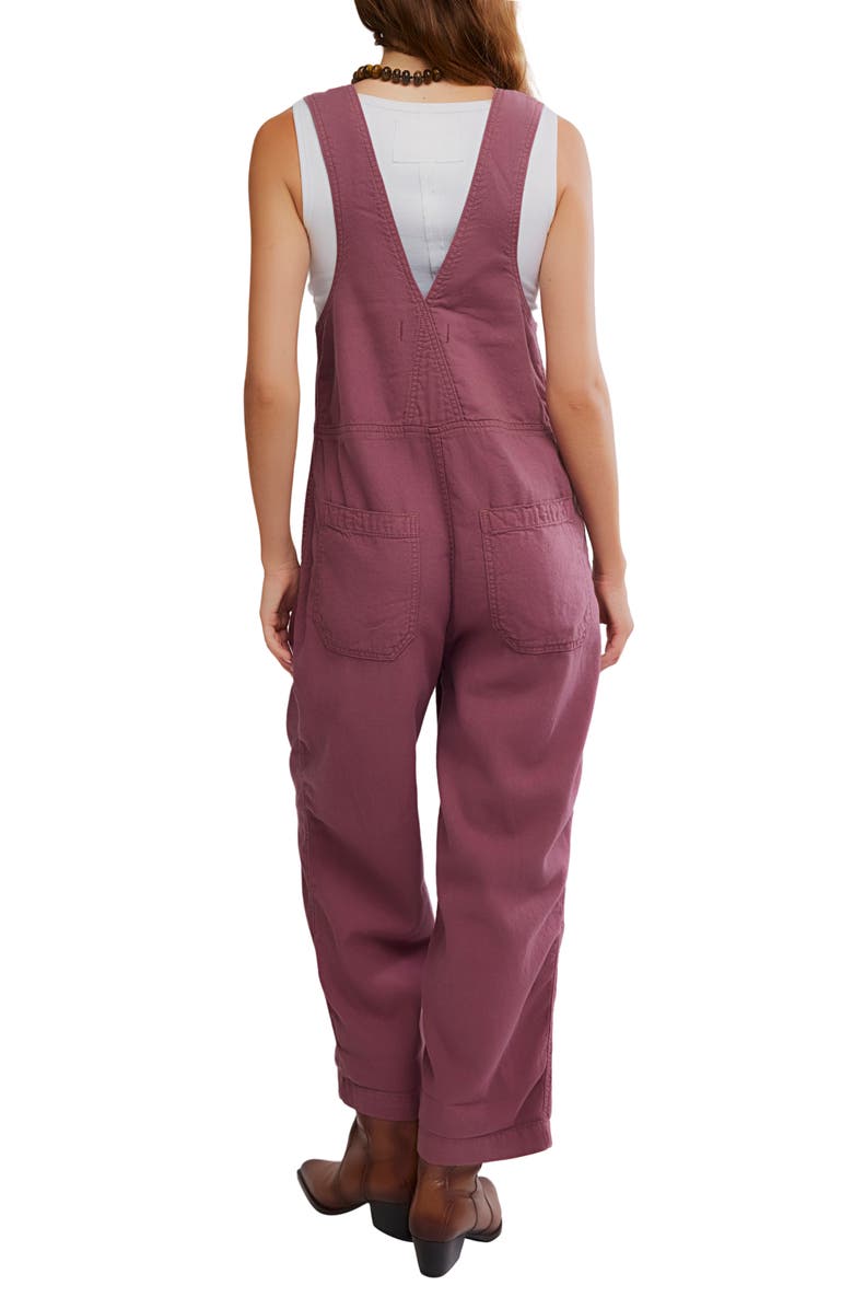 Free People Jude Denim Overalls, Alternate, color, Rose Brown