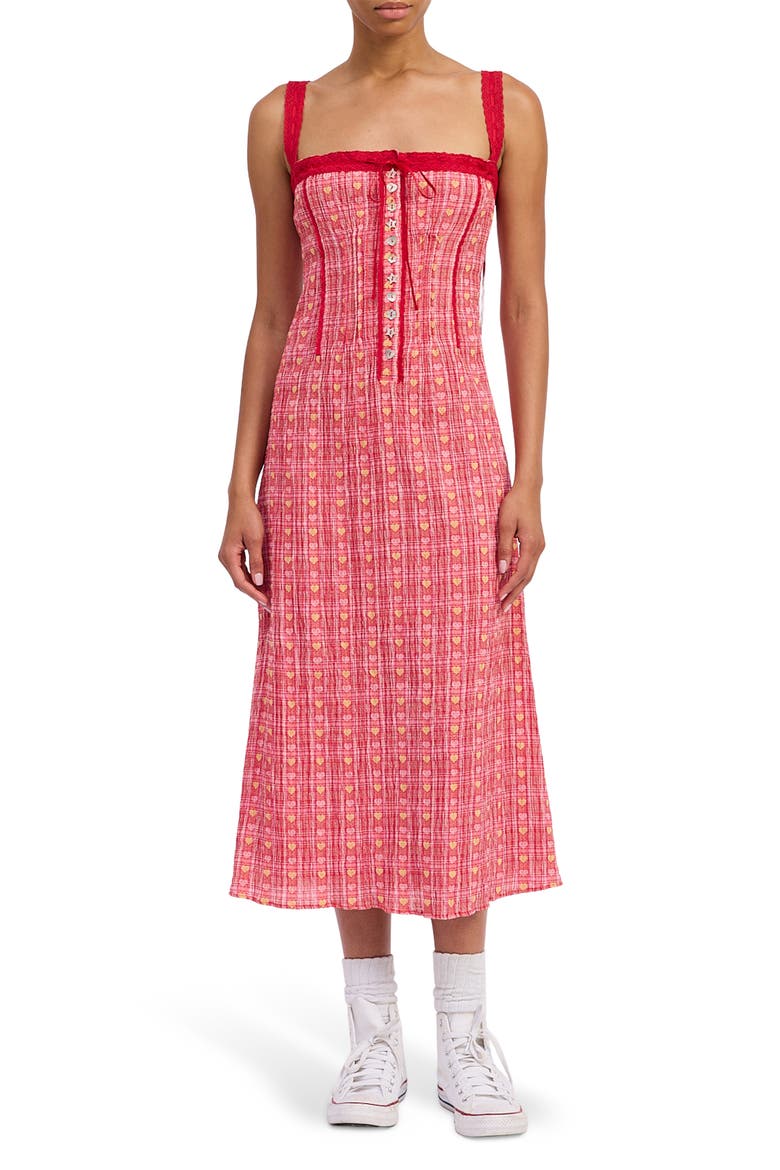 Anya Midi Dress, Main, color, RED MULTI