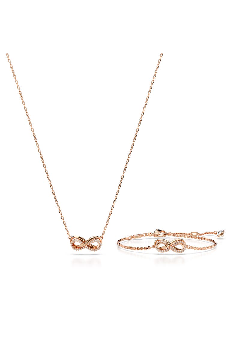 Swarovski Hyperbola Infinity Pendant Necklace & Bracelet Set, Main, color, 