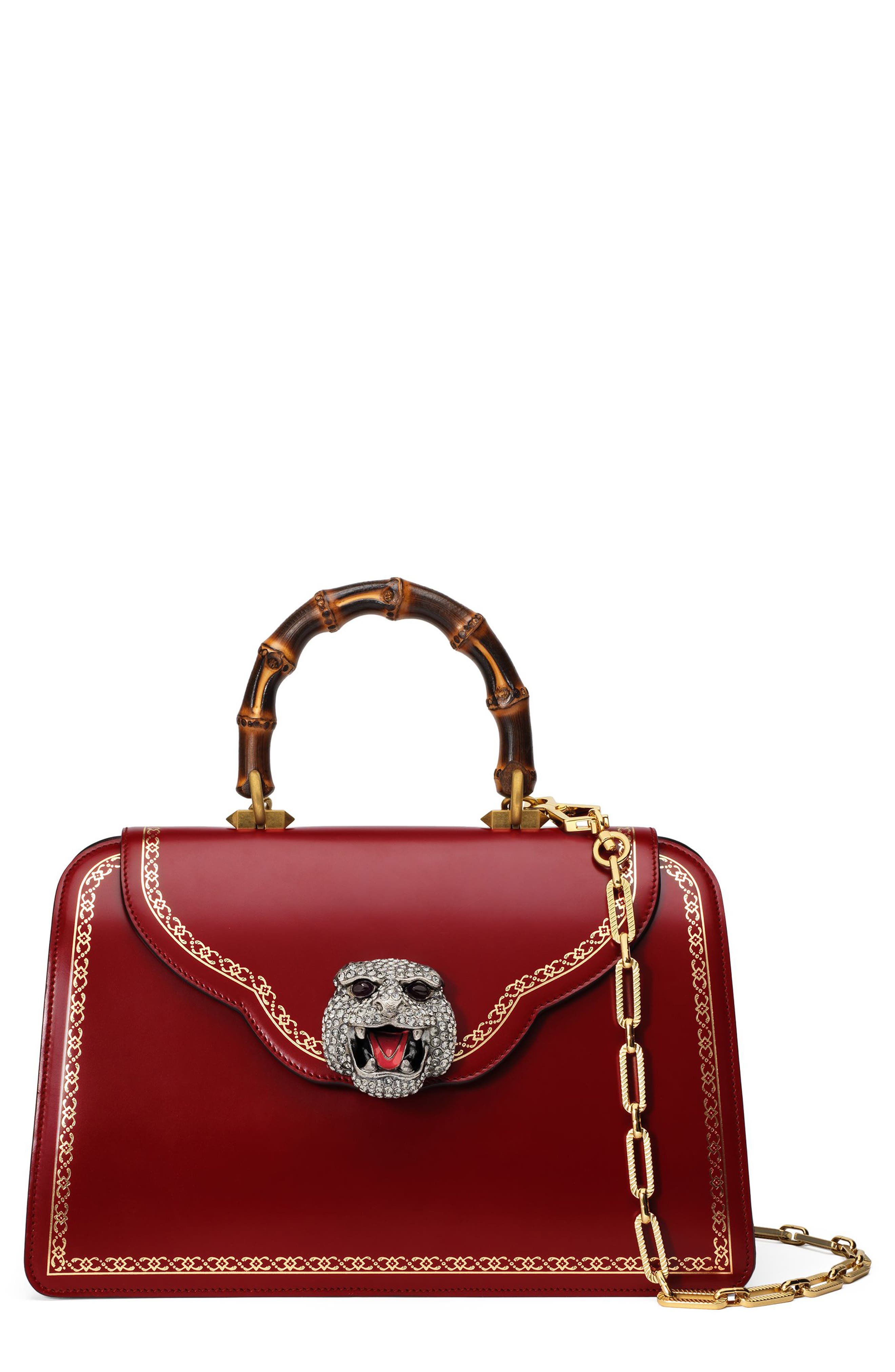 Thiara Medium Leather Top Handle Bag, Main, color, RED