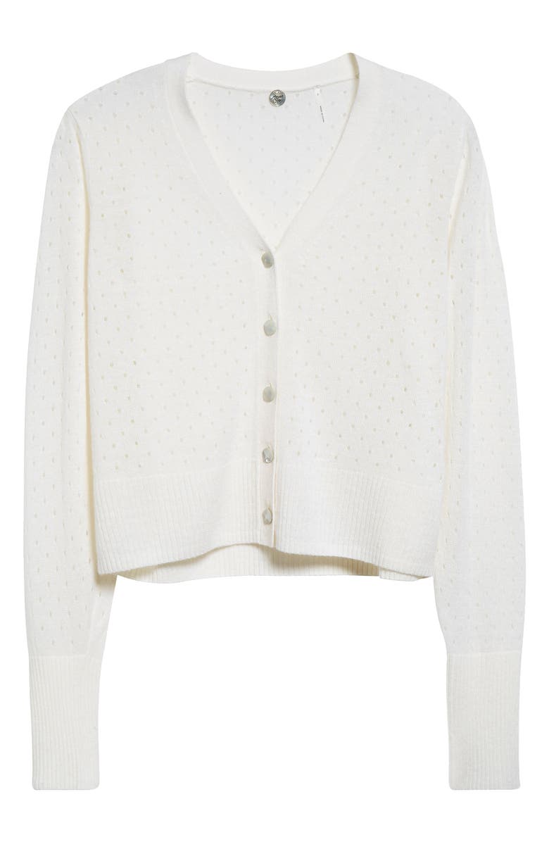 MARGARET O'LEARY Pointelle Cashmere & Linen V-Neck Cardigan, Alternate, color, 