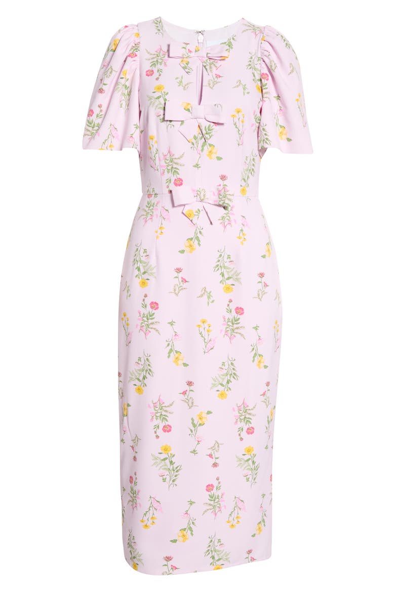 Margote Floral Bow Midi Dress, Alternate, color, BLUSH-PINK