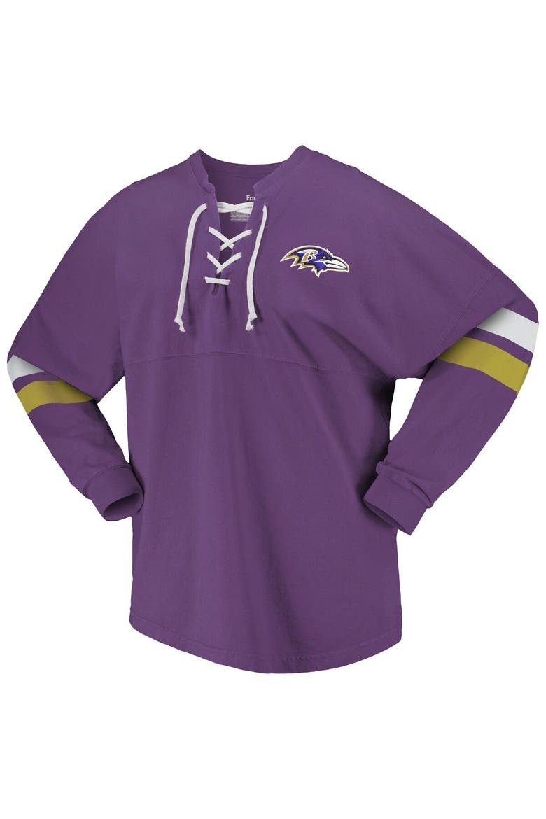 Women's Fanatics Branded Purple Baltimore Ravens Spirit Jersey Lace-Up V-Neck Long Sleeve T-Shirt, Alternate, color, Purple