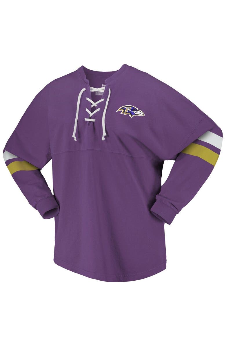 FANATICS Women's Fanatics Branded Purple Baltimore Ravens Spirit Jersey Lace-Up V-Neck Long Sleeve T-Shirt, Alternate, color, Purple