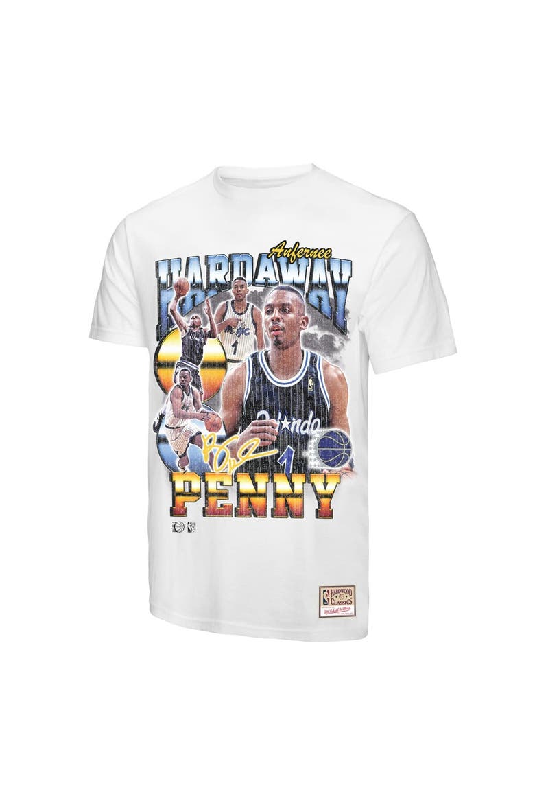 Men's Mitchell & Ness Penny Hardaway White Orlando Magic Hardwood Classics Commemorative Player Collage T-Shirt, Alternate, color, White