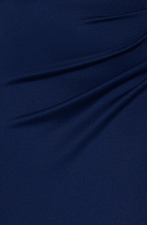 Xscape Evenings Ruffle Ruched Scuba Knit Gown