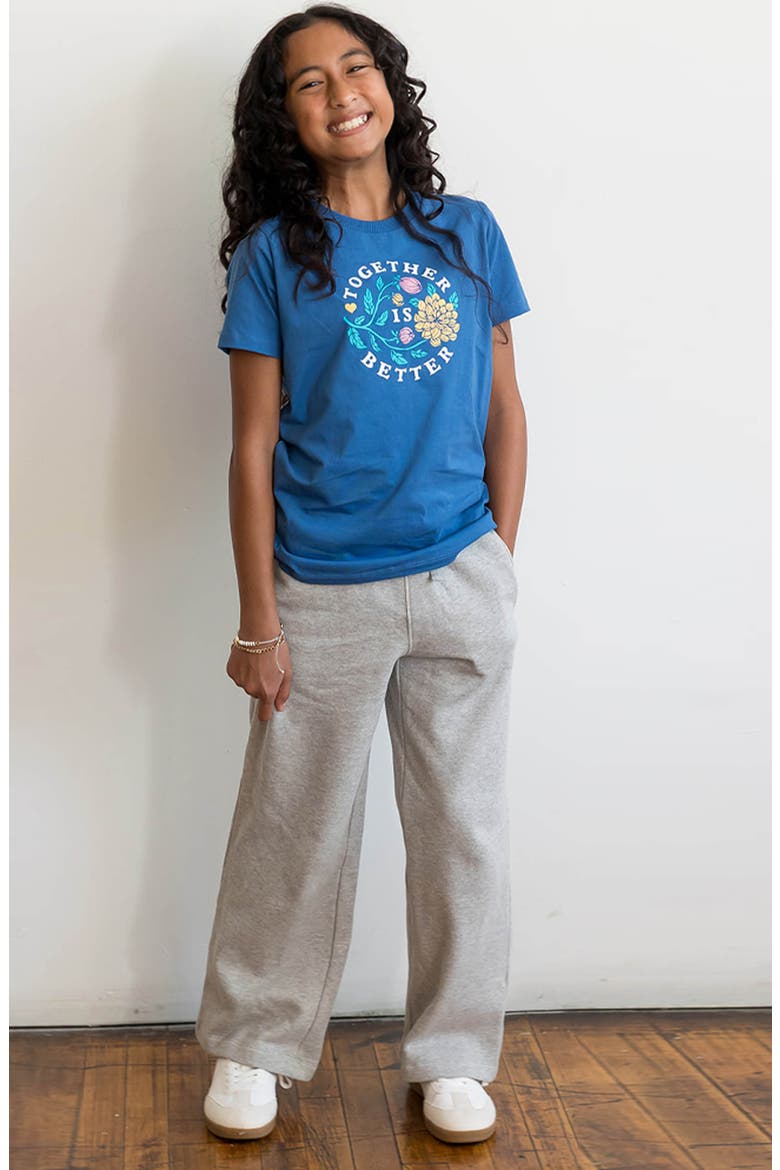 Kids Cozy Organic Cotton Wide Leg Fleece Pants, Alternate, color, Heather Gray