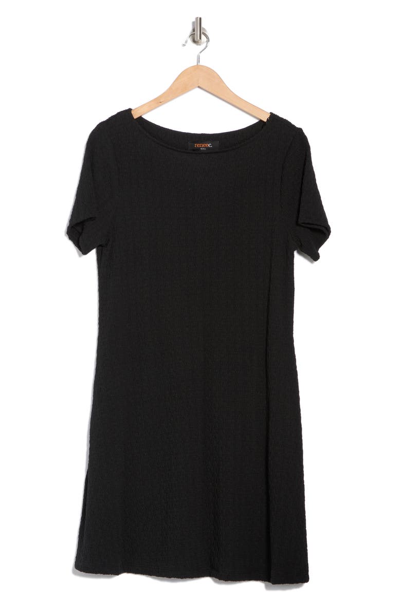 Short Sleeve Swing Dress, Alternate, color, BLACK