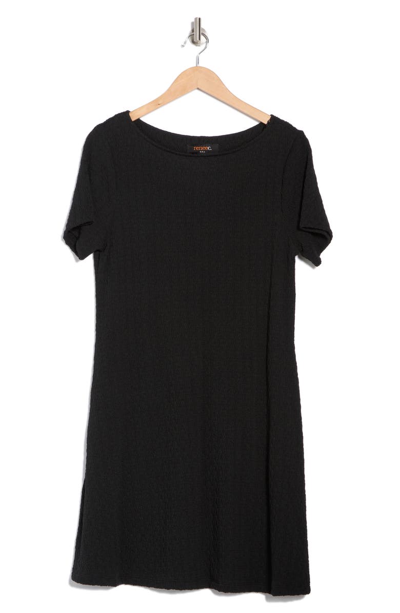 Renee C Short Sleeve Swing Dress, Alternate, color, Black