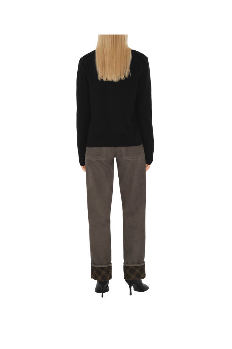 Check Label Wool Cardigan, Alternate, color, Black