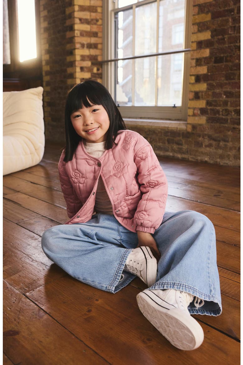 Kids' Flower Quilted Jacket, Alternate, color, PINK