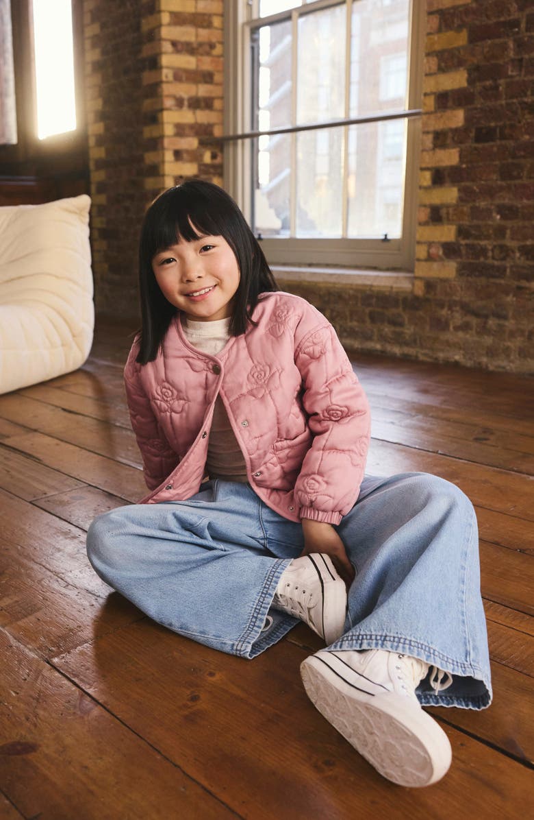 NEXT Kids' Flower Quilted Jacket, Alternate, color, Pink