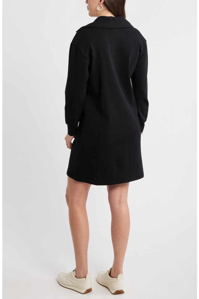 Long Sleeve Half Zip Knit Travel Dress, Alternate, color, BLACK