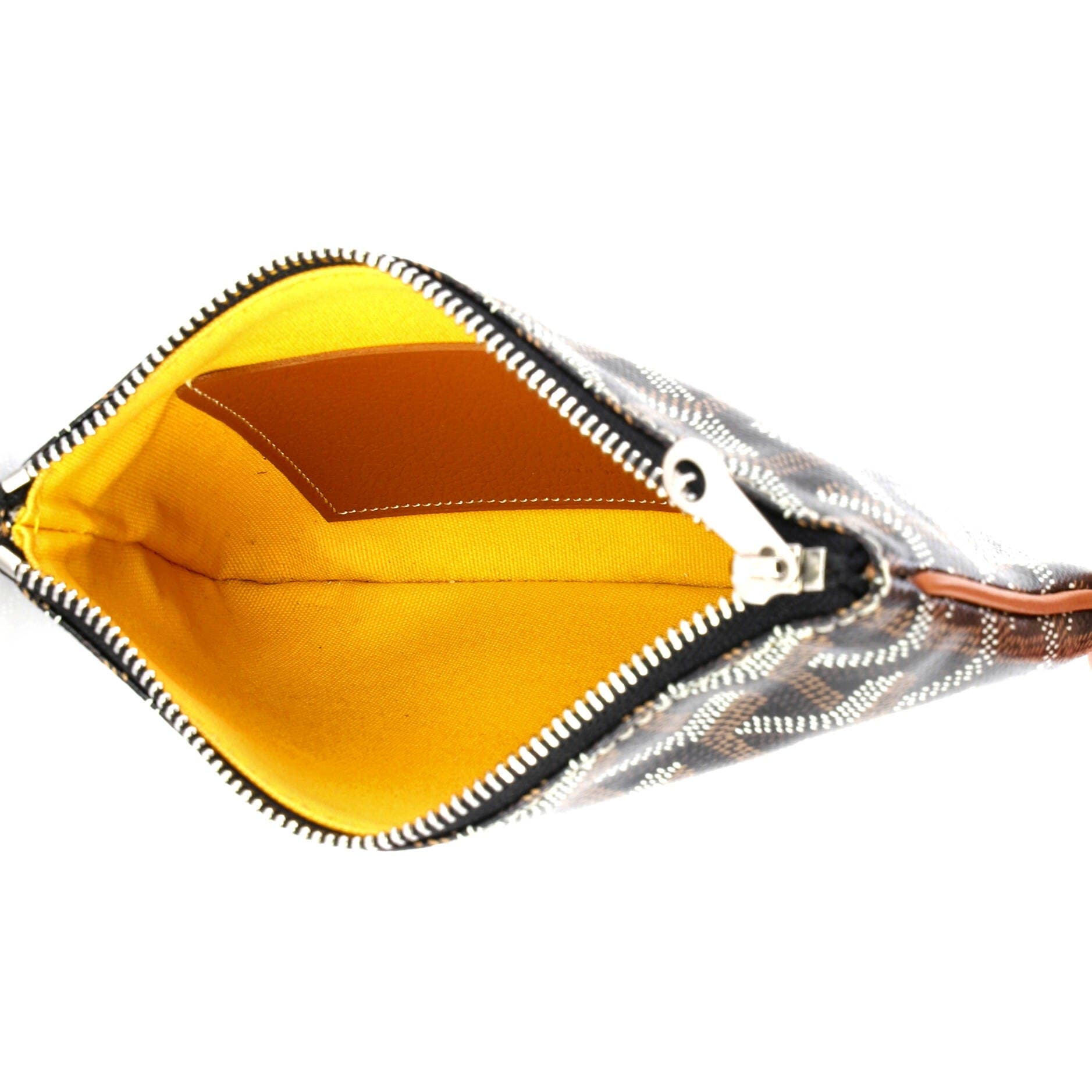 Pre-Owned Goyard Senat Zip Pouch Coated Canvas Mini, Alternate, color, Brown