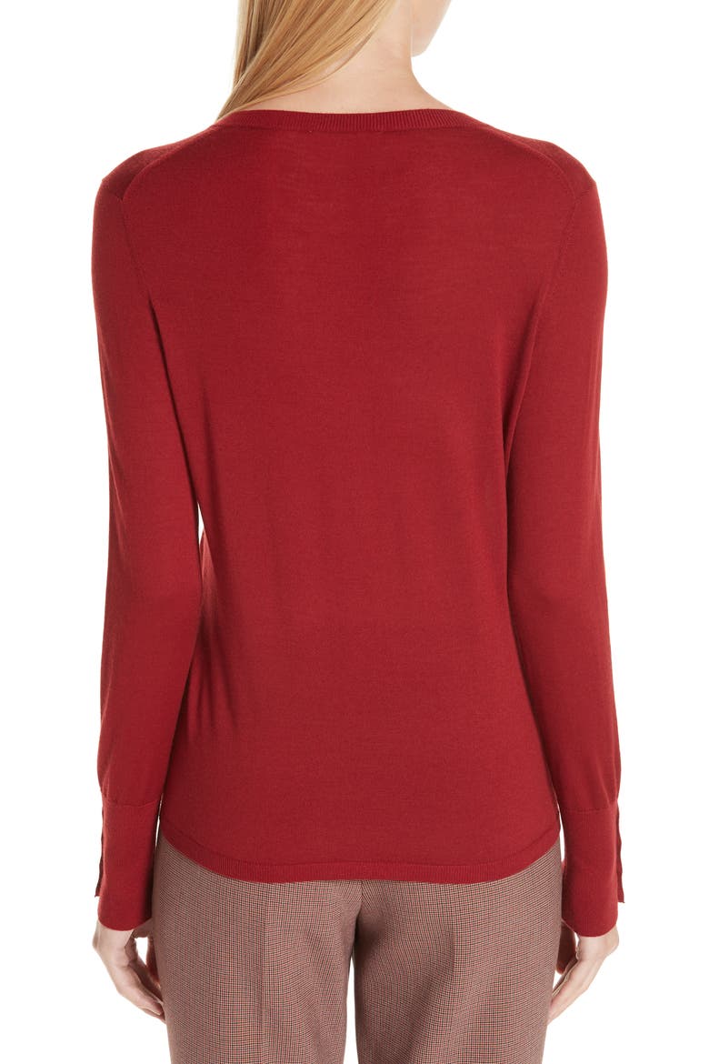 Frankie Cuff Detail Wool Sweater (Nordstrom Exclusive), Alternate, color, DARK RED