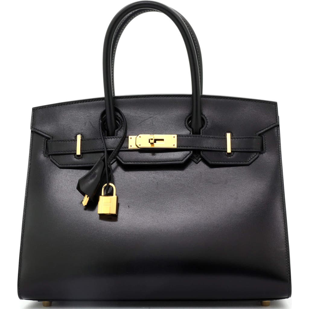 Pre-owned Hermes  Hermes Birkin Sellier Bag Black Box Calf With Gold Hardware 30 In Black