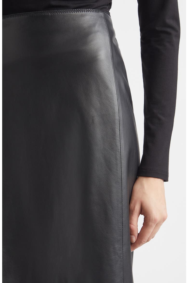 Leather Midi Skirt, Alternate, color, BLACK